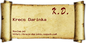 Krecs Darinka névjegykártya